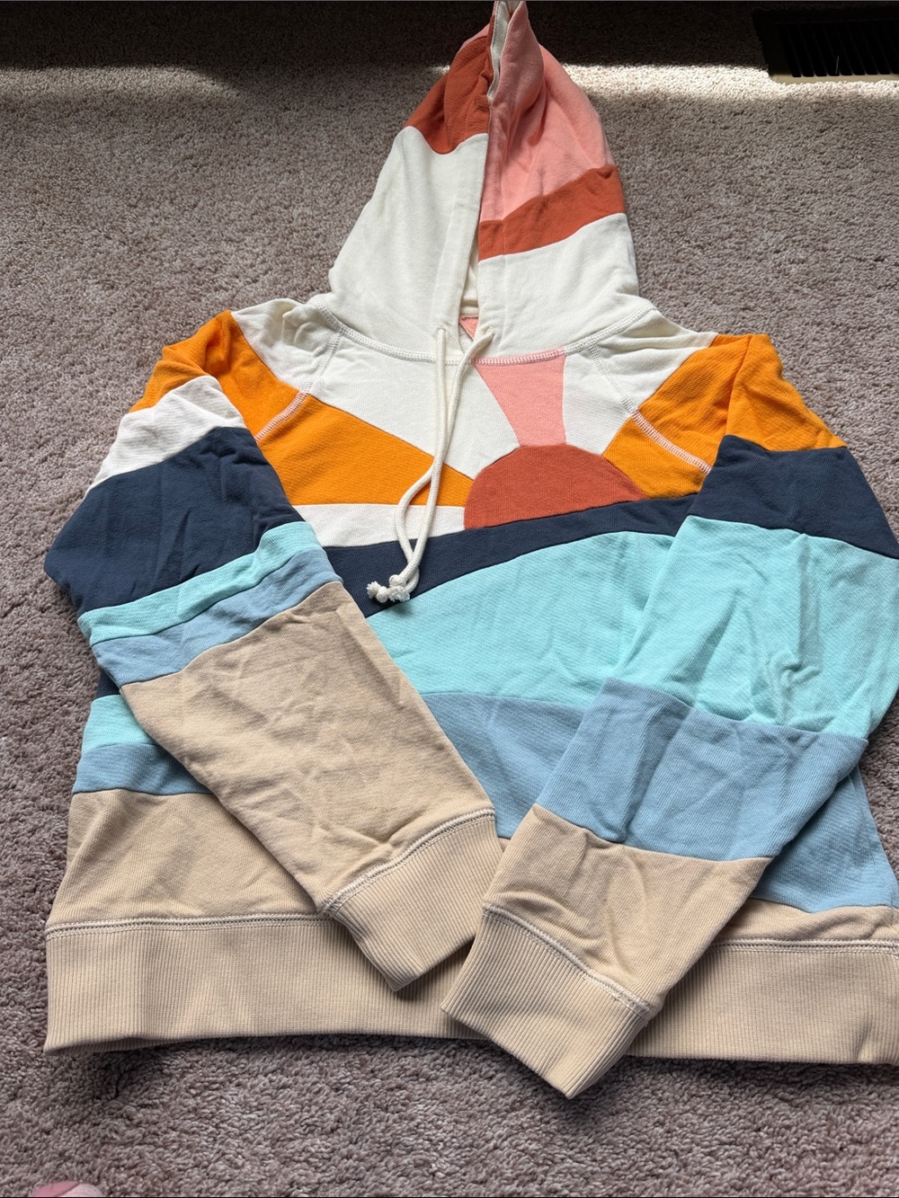 Faherty Sunrise Colorblock Pullover Hoodie - small